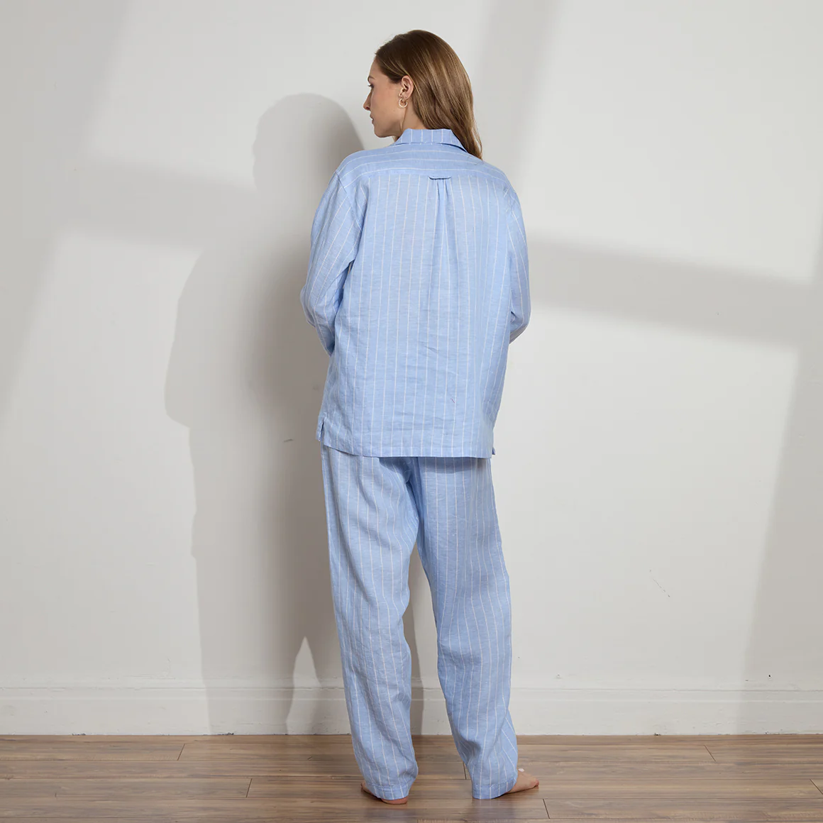 Striped Linen Long PJ Set - Image 4