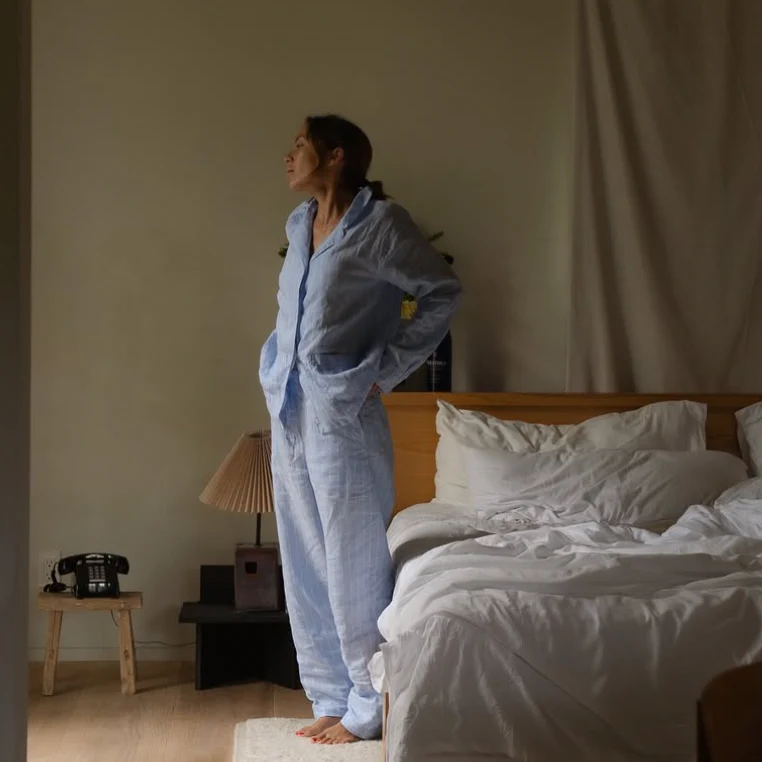 Striped Linen Long PJ Set - Image 6