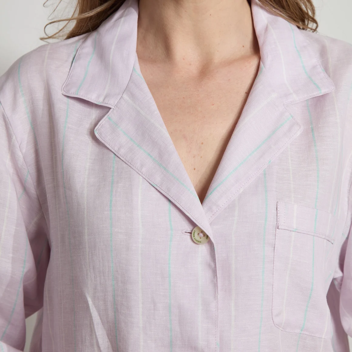 Striped Linen Long PJ Set - Image 5